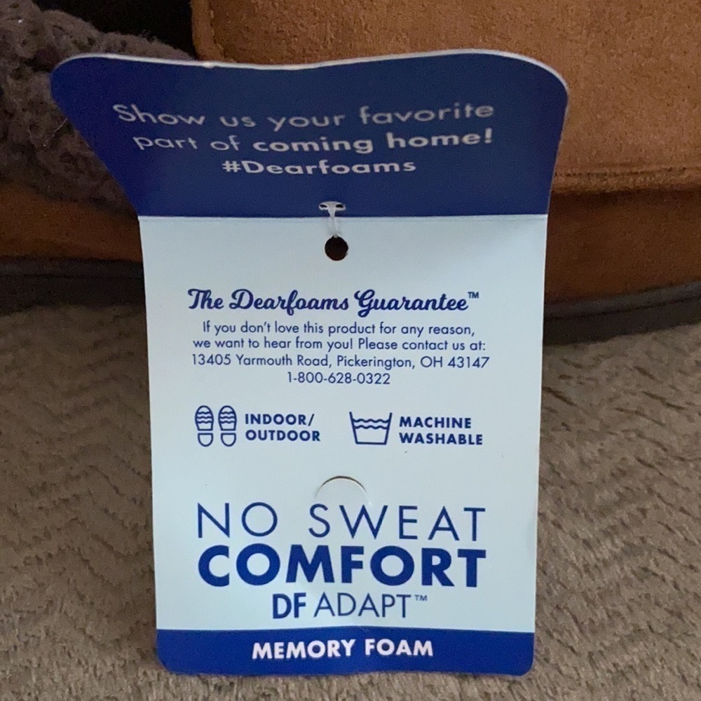 NWT Dearfoam Men’s Slippers Brown  Memory Foam Size L 11-12 - Picture 5 of 8